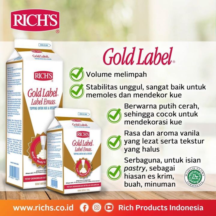 RICH Gold label Whipping cream topping kue minuman