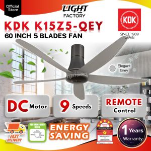KDK K15Z5-QEY SENSA 5 60" 5 Blades 9 Speeds Remote Ceiling Fan Kipas Siling 风扇