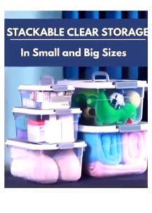 Transparent Storage Box Clothes Toys Sundries Organizer Home Stackable Container with Lid