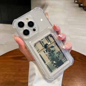 Transparent Card Wallet Slot Bag Holder Case For iPhone 17 16 15 14 13 12 11 Pro Max mini Plus Clear TPU Shockproof Soft Cover h260630