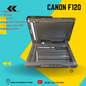 Scanner Folio F4 Canon DR-F120 Dengan ADF Dan Flatbed Support win 10 Lengkap tinggal install