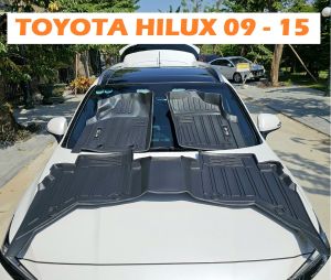 TOYOTA HILUX 2009 – 2015: Thảm lót sàn ô tô MAXXCAR nhựa TPE 5D đúc nguyên khối cao cấp. Ảnh thật