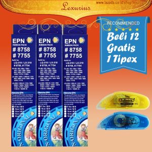 Ribbon LX-310 / LQ-310 Pita Refill 8758 / 7755 RPaket 6pcs ibbon Pack EPN Compatible Printer Epson LX 300 LX 310 LQ 310 LX-300 LX300+ LX300+II LQ300+II Dot Matrix