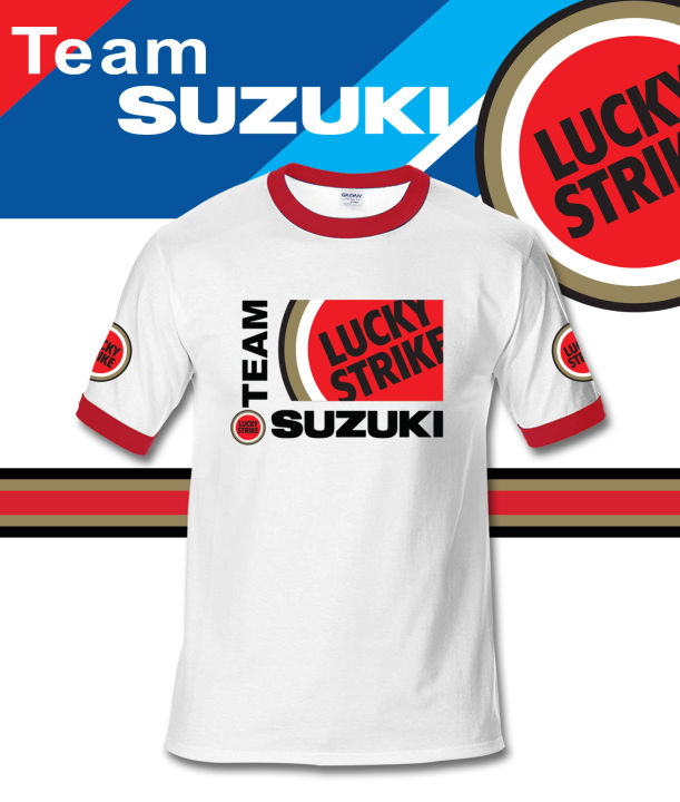 Team Suzuki Lucky Strike Retro MotoGP Ringer T shirt | Lazada