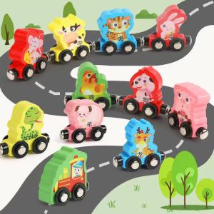 Wood Magnetic Digital Train Three-Year-Old Boys and Girls Wood Letters Assembled Drag Building Blocks Toy Car