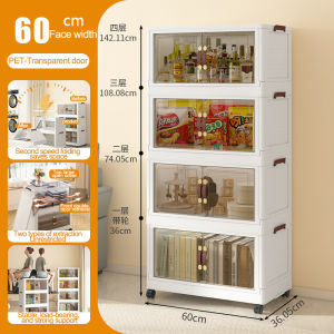 OKASUMI Folding Storage Cabinet Household Storage Box With Wheels Multi Layer Stacking Saves Space Toys Snacks Clothing Sorting Storage Cabinet