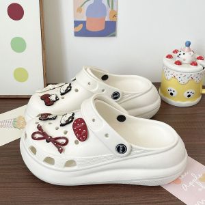 [Free Shipping] WomenS Puffy Style Sweet And Cool Clogs Lightweight And Durable Summer Outdoor Sandals With Closed-Toe Design Non-Slip Thick-Soled High-Top Slippers