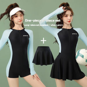 WAVE swimming suit women 泳衣女装 显瘦 大码 swimsuits for women 泳衣女 Conservative swimsuit women 2 piece Sports swimsuit long sleeve 泳装女遮肚显瘦 swimwear women 泳衣女装保守 swim suit women 长袖长裤泳衣潜水 one piece swimwear women