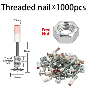 【 Wholesaler 】500 PCS Nail Gun Nails Threaded Nail M8 Thread Nail Professional Nail For Nail Gun Stainless Steel 7.3MM Screw Nail With Nut