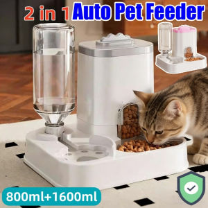 2 In 1 Automatic Pet Food Water Dispenser Gravity Self Feeder Food Bowls Large Capacity Removable