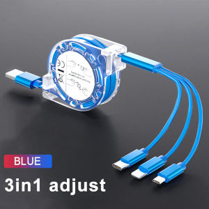 ยกเลิกเราท์สายชาร์จเร็วแบบยืดหดได้3 IN 1สายชาร์จไลท์นิ่งไมโคร USB Type-C สำหรับ iPhone Xiaomi Huawei Redmi Samsung สายชาร์จโทรศัพท์มือถือ2.4A สาย TPE ชาร์จเร็ว