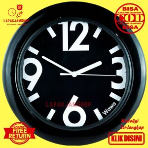 Jam Dinding Analog Minimalis Unik Wawa WW1188 Hitam Hiasan Dinding Modern BestSeller Besar