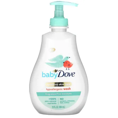 [Ready Stock] Dove Baby Wash Baby Sensitive Skin Care Hypoallergenic Wash Fragrance Free 384 ml