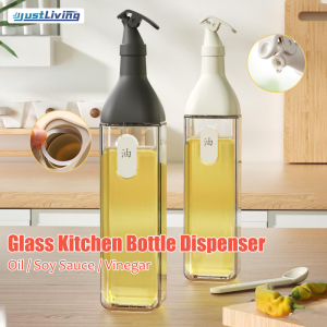 JustLiving Chai Đựng Gia Vị Dầu Nhà Bếp 500ML Có Nhãn Chai Thủy Tinh Vuông Cho Nước Tương Giấm Bộ Chai Đựng Gia Vị Chống Rò Rỉ Phụ Kiện Nấu Ăn