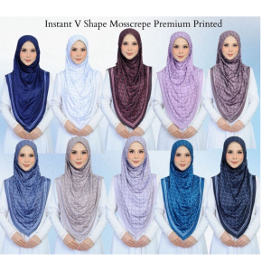 Tudung Moscrepe Printed | Tudung Sarung | Tudung Instant Printed | Tudung Corak | Free Size