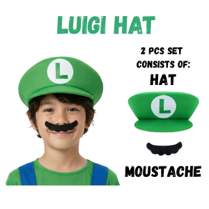 [SG Stock] 🍄 Super Mario & Luigi Hat + Mustache Set | Kids & Adult Costume Cap | Cosplay Party Props | Halloween