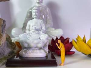 Tượng phật adida trắng cao cấp cao 10cm - Phụ kiện trang trí tiểu cảnh bể cá non bộ sân vườn (TM04)