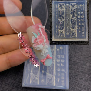 Khuôn bó hoa 2 thanh silicon làm nail nghệ thuật