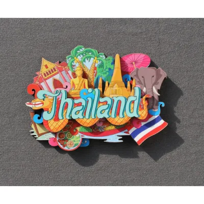 【Best-Selling】 Wooden Magnetic fridge Magnet USA Canada Hawaii HongKong Thailand Travel Memorial Magnetic Refrigerator