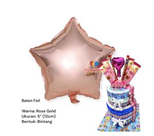 [ROSE GOLD] Balon Foil Bintang 5 Inch / Mini 12cm balon ulang tahun dekorasi ulang tahun/ Foil Bintang 5 inch