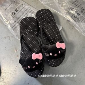 [Free Shipping] Summer Beach Sandals and Slippers for Women Fashionable Outdoor Beach Thick-Soled Wedge Flip-Flops with Rhinestones