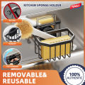 TAILI Sponge Holder with Strong Suction Cup, Dish Sponge Caddy Inside Sink Removable, Rustproof Aluminum for Sponges, Brushes, Stoppers and Scrapers - Black. 