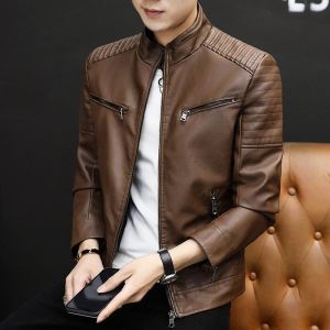 Classic korean Fahionable Mens Leather Jacket (#2)