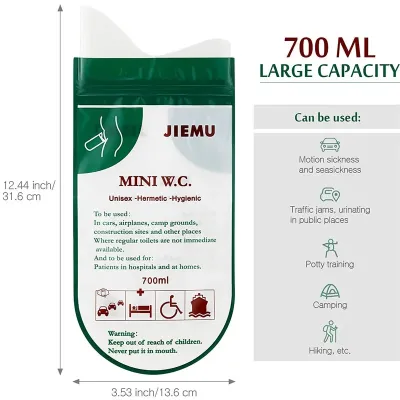 SG Seller - 700ml Travel / Car Urine pee Emergency disposable bag Urine Bag/ Vomit Bags/ Handy Unisex Disposable Urinal