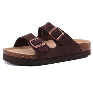 Litfun New Womens Clogs Fashionable Cork Suede Mules Classic Cork Sandals Antislip Outdoor Sandals with Arch Support.