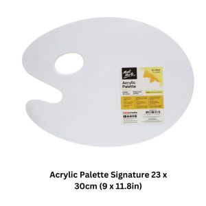 Mont Marte Palette - Oval White Acrylic 23x30cm/30 x 40cm Thumb hole for easy handling