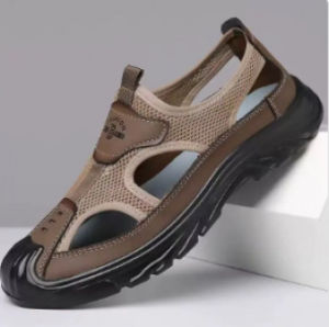 Free Shipping MenS Beach Sandals Summer Perforated Shoes MenS Mesh Shoes Soft-Soled Breathable And Comfortable Sandals For Middle-Aged And Elderly Men