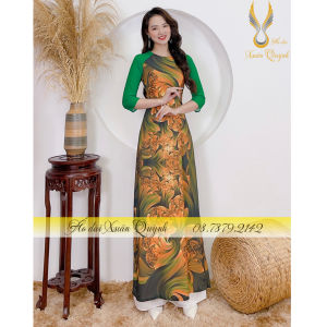 Áo Dài Lụa Habutai Truyền Thống Họa Tiết Hoa Sóng Cuốn Trẻ Trung K95 - Áo Dài Xuân Quỳnh