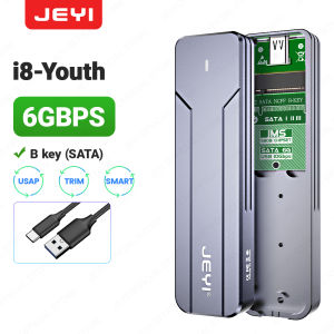 JEYI M.2 NVMe SATA SSD Enclosure USB 3.2 Gen 2 10Gbps or 6Gbps NGFF M-Key B-Key External Aluminum M.2 Enclosure Support Decorative UASP
