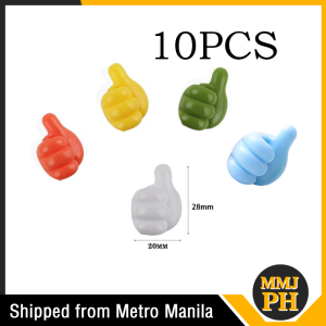 10pcs Creative Thumb Hook Cable Holder Desktop Cord Holder Organizer Perforation-Free Wall Hooks
