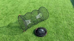 Portable Fishing Trap Net Shrimp Fish Cage Foldable Crab Baits Trap 2 Hole Bubu Ikan Jala Jaring Pukat