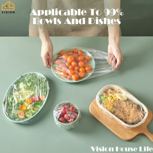 การมองเห็น300ชิ้นเกรดอาหารทิ้งสดฟิล์มครอบอาหารที่เหลือในครัวเรือนสดเก็บรักษาฟิล์มยืดหยุ่นปากตู้เย็นชามฝาครอบปิดผนึกหลวมสดเก็บฟิล์มสําหรับผักและผลไม้