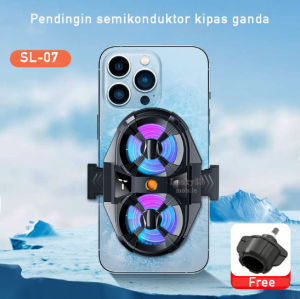 SL-07 Pendingin Ganda Ponsel Fancooler Siaran Langsung Tampilan Digital 3 Kecepatan Bracket Kipas Pendingin Dua-Core Mobile Game Cooling Pad Radiator Ponsel Semikonduktor  Klip Belakang Senyap Cocok Untuk Android Ios Iphone