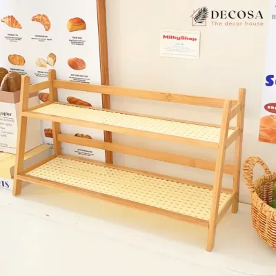 Kệ gỗ đựng đồ đa năng mini 2 tầng trang trí nhà cửa