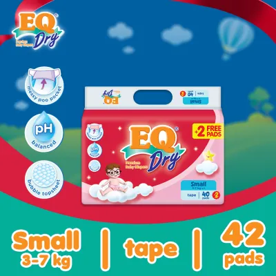 EQ Dry Small (3-7 kg) - 40 pcs x 1 pack (40 pcs) - Tape Diapers