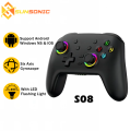 BSP S08 Wireless Controller support Turbo & Motor Vibration with RGB Light Effect for PS3/PS4/Android/IOS Switch & PC. 