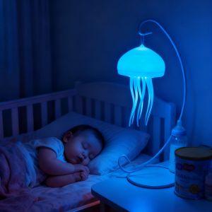 เหมาะสำหรับห้องนอน/ห้องนั่งเล่น ไฟกลางคืนรูปแมงกะพรุน LED หลายสี ตกแต่งห้องเด็ก ไฟแสงอบอุ่น Jelly Fish Night Lighting ไฟแสงอ่อนไม่รำคาญตา