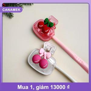 【CANAMEK】 Dễ thương Cherry Thiết kế bàn chải đánh răng chủ Cherry mô hình bảo vệ đầu bàn chải đánh răng có lỗ kép cho hệ thống thoát nước và thông gió