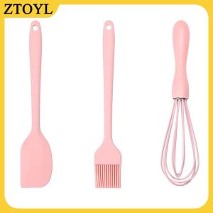 ZTOYL  3 cái bộ Silicone Baking Set bánh kem thìa scraper bếp hộ gia đình trứng Whisk thịt nướng dầu bàn chải tiện ích nhà bếp Nguồn cung cấp