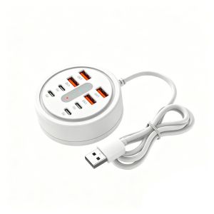 NEMOPH 8-In-1 Design USB-C Fast Charger 66W Power 4USB+4Type C Desktop Charging Station Compact Plug-in Desktop Fast Charging Plug Travel Use