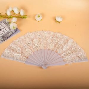 FFBH Double Lace Plastic Lolita Fan Japanese Sweet Fair Girl Court Dance Hand Fan Art Craft Gift Wedding Party Decoration Fan 9H4B3