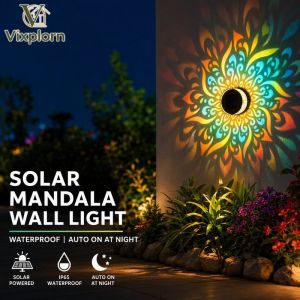 Solar Mandala Wall Light Ip65 Waterproof Outdoor Garden Lawn Courtyard Fence Landscape Deco Lamp