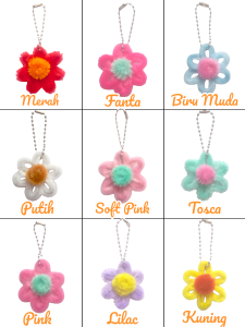 Gantungan Kunci Bunga Kawat Bulu Keychain Pipe Cleaner Souvenir Best Seller