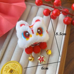X.Z.MOONLIGH New Year Plush Lion Wake Bell Tassel Hair Accessory Cute Childrens Broken Hair Duckbill Clip New Year Pair Clip Side Clip Hair Accessory