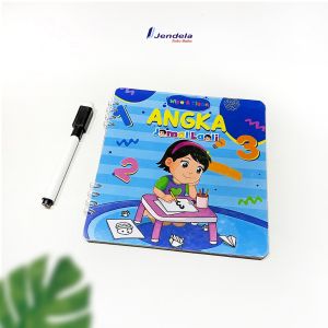 Smart Activity Wipe & Clean Angka Alfabet & Hijaiyah Belajar Bermain Buku Tulis Hapus