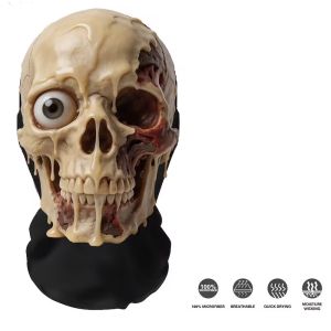 YOUSHI TOP 2D Flat Printed Full Face Mesh Headgear Breathable Washable Halloween Cosplay Scary Design Flexible Skull Zombie Carnival